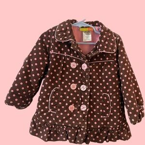 Penelope Mack Brown and Pink Polka Dot Kids Coat